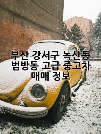 부산 강서구 녹산동, 범방동 고급 중고차 매매 정보