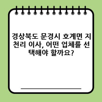 경상북도 문경시 호계면 지천리 이사 서비스 후기: 이사 업체 선택 가이드 & 후기 비교 분석