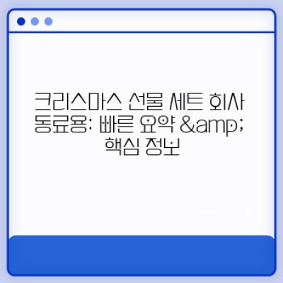 회사 동료를 위한 최고의 크리스마스 선물 세트: 완벽한 선택 가이드