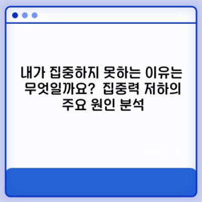 나는 왜 집중하지 못할까? 집중력 향상을 위한 완벽 가이드