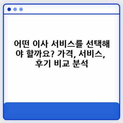 이사 후기 공유: 나에게 맞는 이사 서비스는 무엇일까요? 성공적인 이사 경험을 위한 완벽 가이드