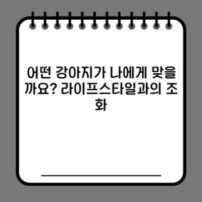 나에게 딱 맞는 강아지 추천: 견종 선택 가이드