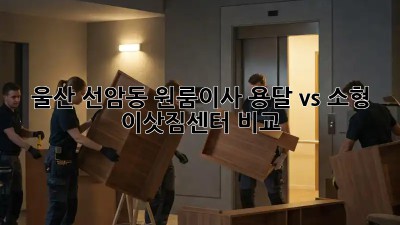 울산 선암동 원룸이사? 용달 vs 소형 이삿짐센터 비교!